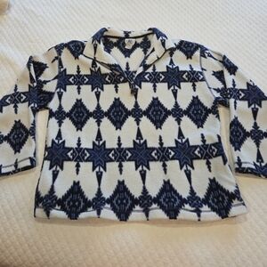 Vtg American Eagle Nordic Print Quarter Zip Pullover Fleece Sweatshirt Medium